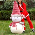 Extra large 165cm Christmas snowman figurine with red hat and welcome sign - Earmuff Snowman - 165 (Height 165cm)