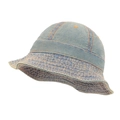 Dark blue denim bucket hat with contrasting orange stitching in a casual retro style - Light Blue