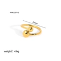 Adjustable bypass ring with 18K gold-plated metal beads in minimalist stainless steel - Minimalist Dual-Bead Style (YYR023072-2)