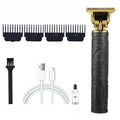 Black electric hair clipper set with gold blade and four attachment guide combs - Black Buddha Pattern - ABS Body