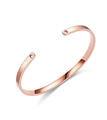 Adjustable rose gold C-shaped titanium steel bangle featuring cutout heart accents - 4mm Heart Style / Rose Gold