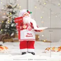 30cm Christmas Santa chef figure with red plaid outfit and Welcome sign decoration - Small (Standing)