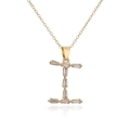 Close-up of 18K gold plated letter I pendant with sparkling cubic zirconia and reflection - Letter I
