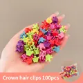 Set di 100 mini mollette a corona colorate per bambine in vari colori macaron - 26# Mollette corona (100 pezzi)