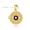Evil eye pendant in gold finish with white rhinestones and 20mm round disc design - HD-49 Pave Evil Eye (20mm)