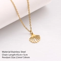 Collier en acier inoxydable doré avec pendentif coquillage et chaîne de 45cm plus 5cm - Coquillage / Or