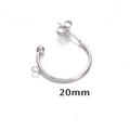 Silver 20mm C-shaped stainless steel earring hoops with loops for DIY jewelry - 20mm / Steel
