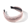 Cerchietto largo in pizzo rosa e nero con motivi intrecciati e design antiscivolo - Rosa