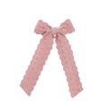 Pink lace embroidery swallowtail bow hair clip with vintage floral pattern detail - Ginger (9)