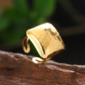 Adjustable gold hammered texture geometric square ring for women in vintage style - Adjustable Open / Gold