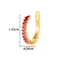 Manchette d'oreille dorée avec cristal rectangulaire rose, hauteur 1,42 cm et largeur 0,24 cm - Or Rose Rouge