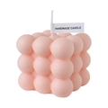 Pink bubble cube scented candle with handmade paper label for stylish home decor - Light Pink - Sweet Persimmon & Coriander