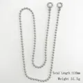 Silver metal bead chain with round spring buckles, length 1110mm and weight 51.5g - 6mm Ball Chain Crossbody (Silver Spring Ring) / 110cm