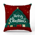 Federa natalizia in lino rosso con albero astratto e scritta Merry Christmas - Albero di Natale - Rosso