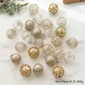 25-piece set of 6cm champagne and silver Christmas balls with glitter and matte finishes - 25 Pieces/Pack (6cm) / Champagne Series