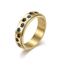Goldener Edelstahl-Spinner-Ring mit schwarzen Pfotenabdrücken zur Entspannung - Größe 6 / Gold