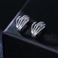 Punk style stainless steel skeleton hand earrings in antique silver finish for men - Silver (Single Piece)