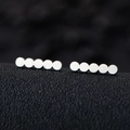Minimalist silver-finish stainless steel earrings with five polished dots for women - Five Dots / Silver