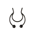 Unisex black stainless steel U-shaped non-piercing nose clip ring on white background - Black