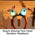 Sequin glowing reindeer headband for Christmas party with LED light decoration - Sequin LED Dual (Reindeer)