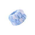 Blue and white plush spa wristband made of soft coral fleece for face washing - Blue Sodalite
