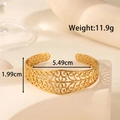 Adjustable golden hollow filigree open bangle with elegant stainless steel scroll pattern - Hollow Scroll Pattern Style (YB-032)