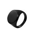 Minimalist matte black stainless steel signet ring for men with smooth flat round top - Black