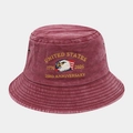 Washed wine red canvas bucket hat featuring US Marine Corps 250th anniversary embroidery - One Size / Burgundy
