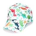 Kids baseball cap featuring colorful cartoon dinosaur prints on white cotton fabric - 52-54cm / Dinosaur