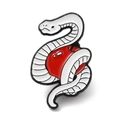 Broche serpent et pomme mignonne en émail blanc avec détails en alliage de zinc - Serpent Blanc avec Boule Rouge