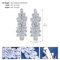 Detalle de pendientes de hoja plateados con circonitas marquesa y medidas del producto - Hoja de circonita / Plata HS-J7017S