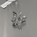 Silver metallic hollow star hair claw clip with mirror finish for elegant hairstyles - Hollow Star / Silver