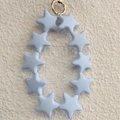 Light blue star-shaped silicone teether ring with gold metal clip accessory - Gray Blue (10 Stars)