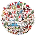 50 wasserfeste Weihnachts-Gnom-Sticker für Laptop Gepäck und Dekoration im Set - 50 Stücke Nicht wiederholend