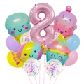 Detail von rosa Zahlenballon 8 mit Pastell-Eiscreme- und Süßigkeitenballons für Partys - Süßes Süßigkeiten-Ballonset (Nummer 8)