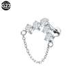 Silver G23 titanium labret stud with five clear zircons and a delicate hanging chain - Silver Row Rhinestone with Chain Style (#4) / 1.2*8mm