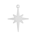 Silver North Star pendant charm in stainless steel for DIY jewelry making and crafts - Steel Color Octagonal Star