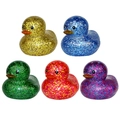 Lot de 5 canards de bain à paillettes en caoutchouc doré, bleu, vert, rouge et violet - N° 8 Canard Pailleté Mixte