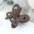 Elegant matte brown butterfly hair claw clip with cutout wings and a durable metal spring - Rubber Brown