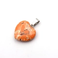 Orange heart-shaped natural stone pendant with metal clasp on white background - Imperial Turquoise Orange Red
