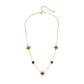 Collana in acciaio inossidabile dorato con ciondoli a fiore in pietra marrone e moschettone - 1# Collana
