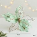 Muntgroene 25cm kunstmatige kerstster met gouden glitters voor kerstboom decoratie - Lichtgroen