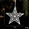 Sparkling white star Christmas ornament with 12cm glitter layered design for festive decor - Hollow Star Style