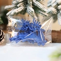 Blue reindeer Christmas tree ornaments set with glitter finish on white snow background - Set of 6 / Blue