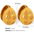 Pendientes de gota dorados en acero bañado en oro 18K con estrella y circonitas - Circonita Blanca Dorado