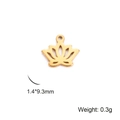 Macro detail of golden stainless steel lotus pendant with size 1.4x9.3mm and weight 0.3g - Lotus / Gold