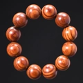Single strand Argentine Green Sandalwood bracelet with polished round 12 beads - 10mm 19 Beads / Red Sandalwood