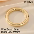 Polished 18K gold plated hollow bangle with 10mm wire diameter and 59mm inner size - Gold Color (KB188663-GC)