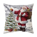 Christmas Santa Claus and tree print square pillowcase festive holiday cushion cover - Santa & Christmas Tree