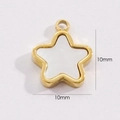 Macro view of 10mm star-shaped 14K gold titanium pendant with white shell inlay - Star Shape Accessory